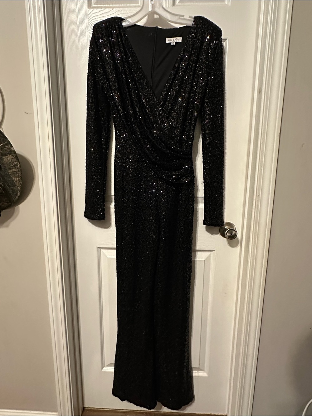 Sequin Long Sleeve Black Evening Romper